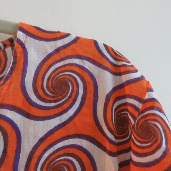 GRETCHEN SCOTT DESIGNS Abstract Geometric Retro Cotton Long Tunic Top - Size M - Picture 4 of 15